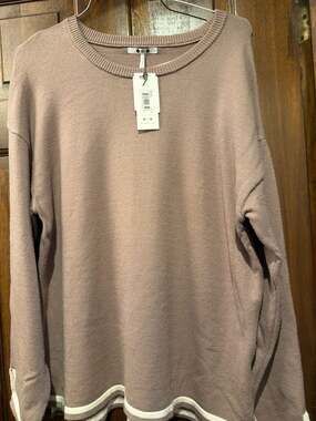 Three Dots Hazel Crew Neck Sweater in Taupe Gray